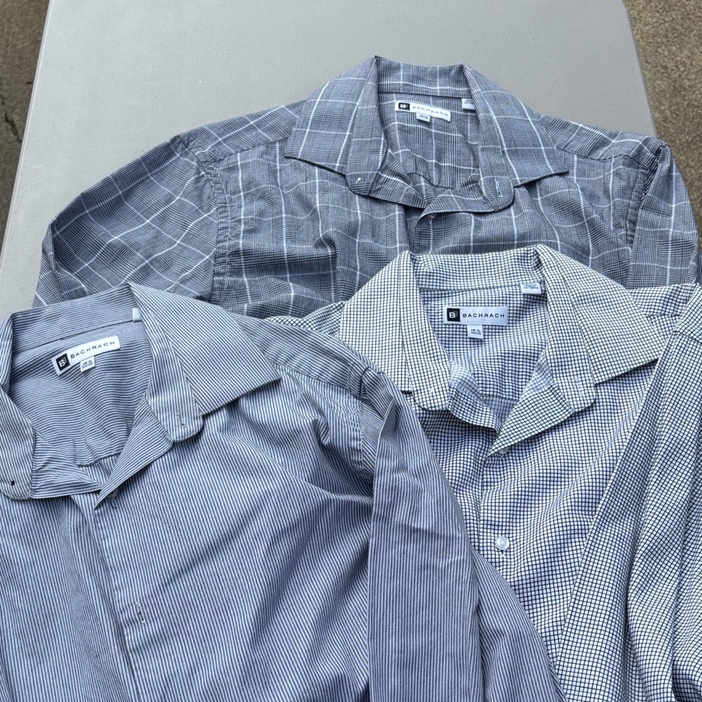 Bacharach Men's Black and Gray  Dress Shirts Size 16.5 34/35